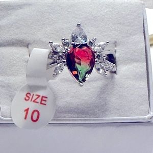 Lab created watermelon tourmaline on .925 solid Sterling silver